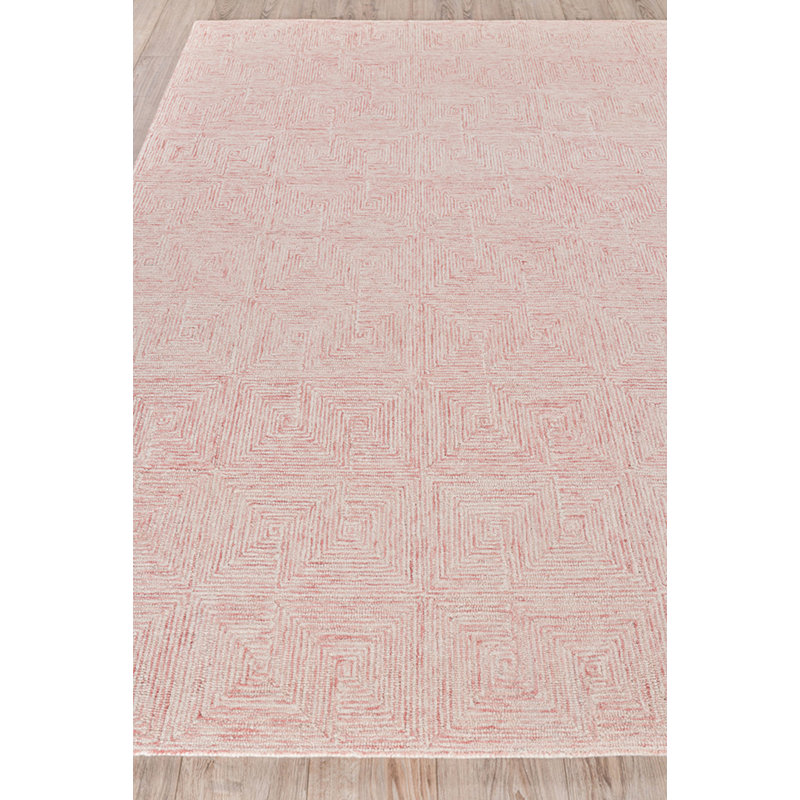 Caprice Geometric Handmade Tufted Area Rug, Rectangle 9' x 12', Ivory/Pink