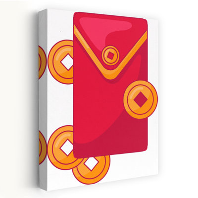 Lucky Red Envelope Coins Traditional Wall Art