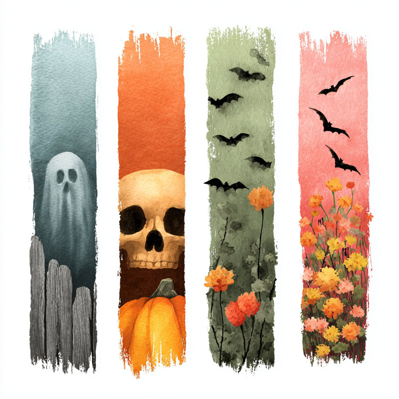 «Haunted Halloween Stripes III», art mural sur toile tendue, H 20 po x l 20 po