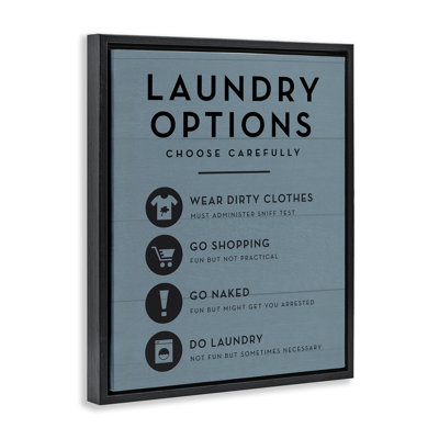 «Funny Laundry Options», art mural encadré sur toile flottante