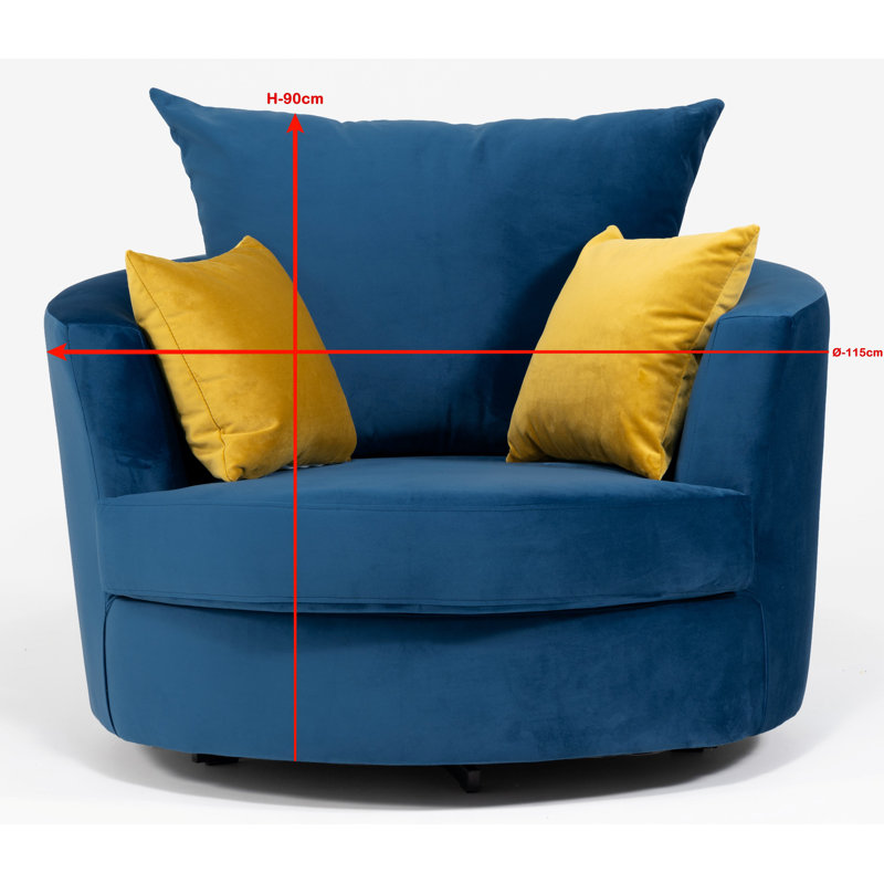 Laci Velvet Swivel Armchair, Marine