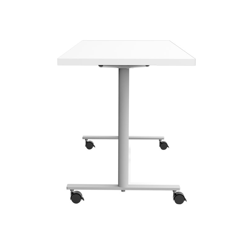Table polyvalente avec pieds en T et roulettes Jurni, H 29,5 po x L 60 po x l 24 po, Blanc de designer
