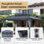 Pavillon de jardin extérieur en aluminium avec toit double en polycarbonate gris pour terrasse, jardin et cour arrière-109585453