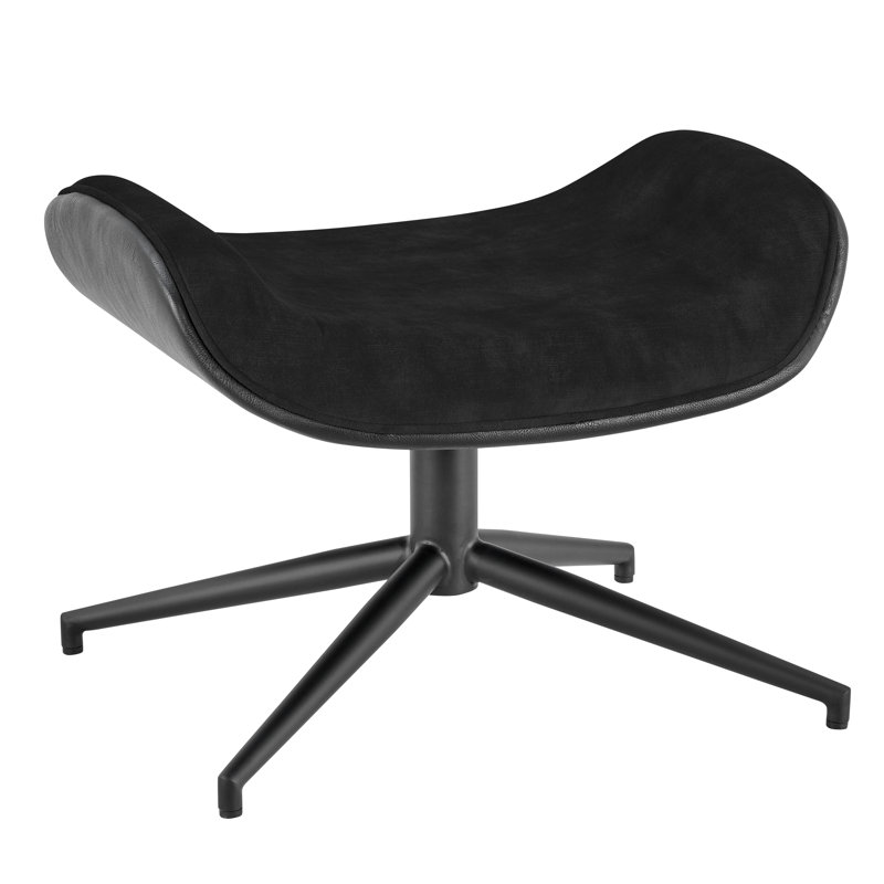 Repose-pieds standard de 25,2 po Kellise, Mélange de polyester noir, Noir