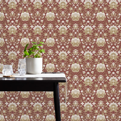 Issey Red Floral Wallpaper
