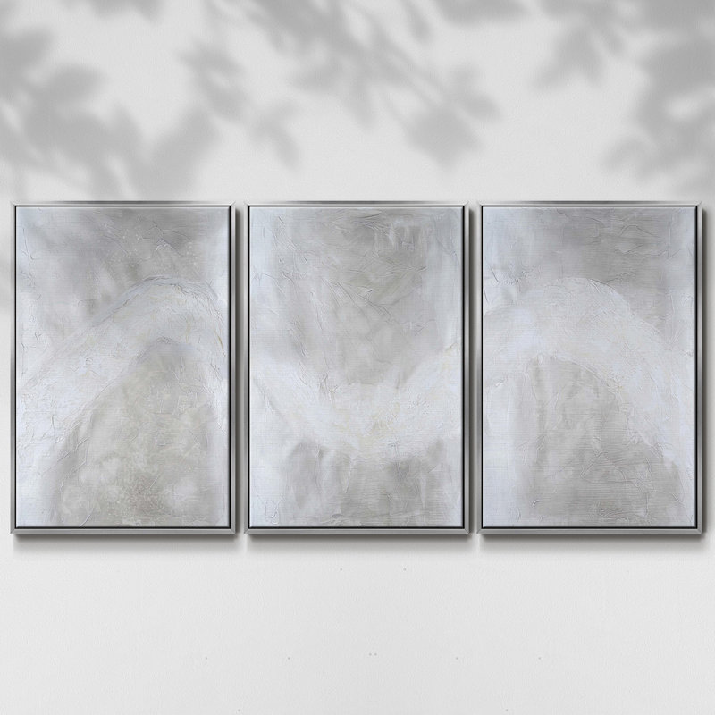 Snowdrift I - Ensemble de 3 reproductions sur toile, Argent, H 27 po x l 54 po