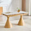 Table de salle à manger extensible à dessus en pierre avec motif en marbre blanc, 55,1 po à 78,7 po-130188433