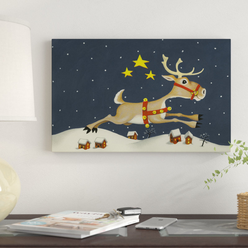 «Santas Reindeer» par Margaret Wilson - reproduction sur toile, H 12 po x l 19 po x P 2 po
