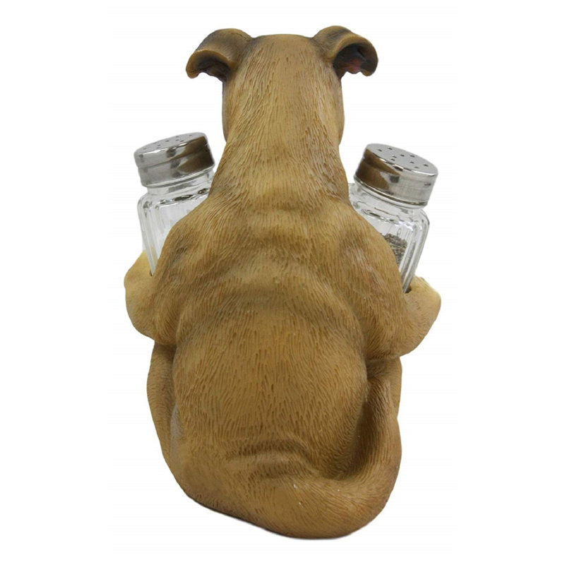 Adorable Fawn Boxer Puppy Glass Salt and Pepper Shaker Set