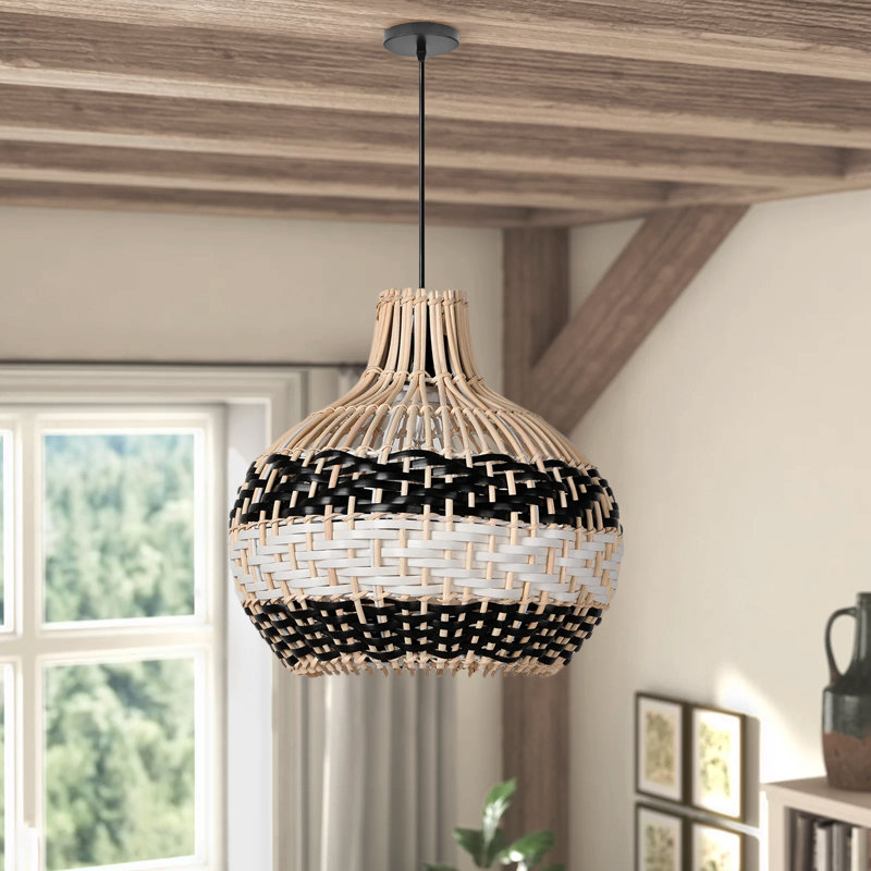 Stepan 1 - Light Natural Drum Pendant, 15.75" H x 15.74" W x 15.74" D