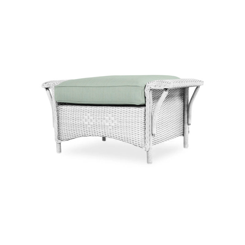Nantucket Outdoor Ottoman, White, Rollo Linen