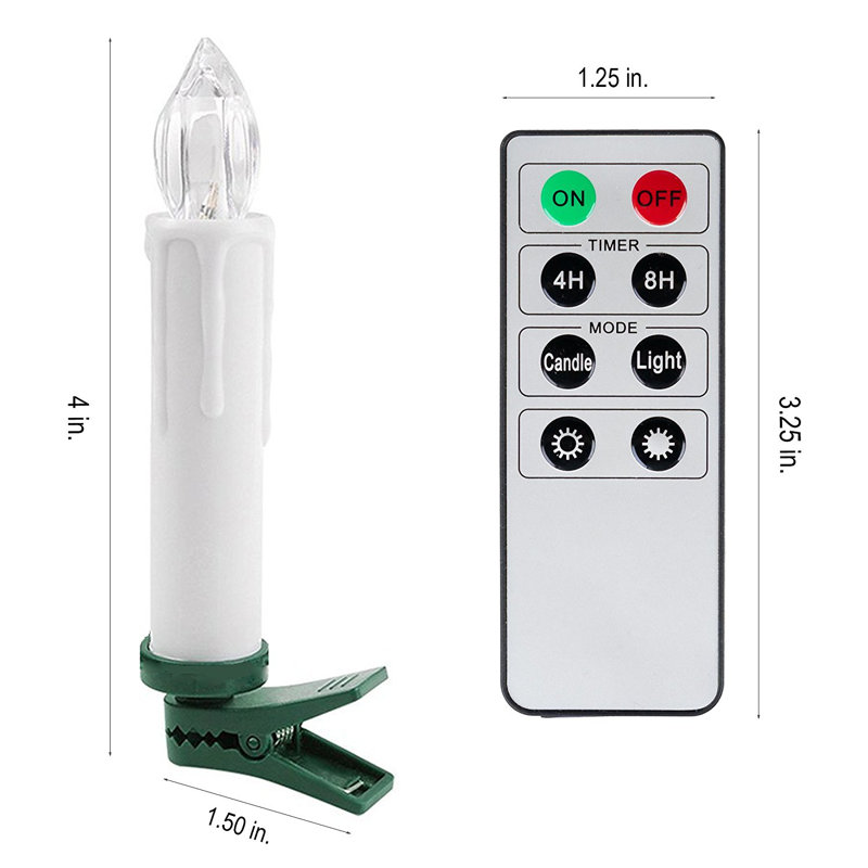 20 Clip-On LED Flickering Mini Drip Candle W/ Remote Control, 10