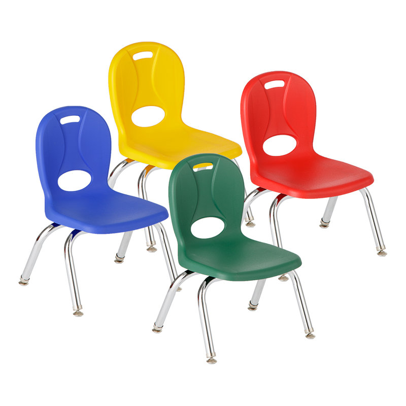 Structure Series Plastic Stacking Classroom Chairs with Contoured Seats (Set of 4), 18", Red