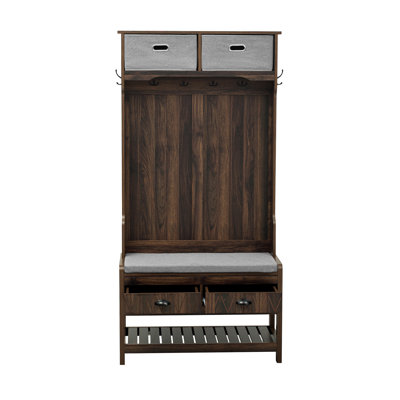 U-Can Hall Tree With 6 Hooks And Hinged Lid, Coat Hanger, Entryway Bench, Storage Bench, 3-In-1 Design, 69INCH, For Entrance, Hallway