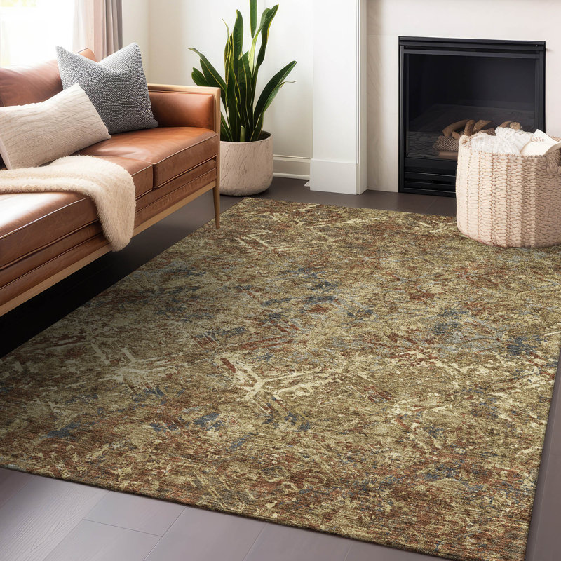 Premium Machine Washable Prisco Brown Rug, Rectangle 2'6" x 3'10"
