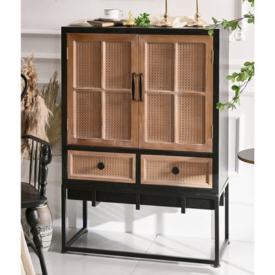 Buffet noir massif et bois manufacturé
