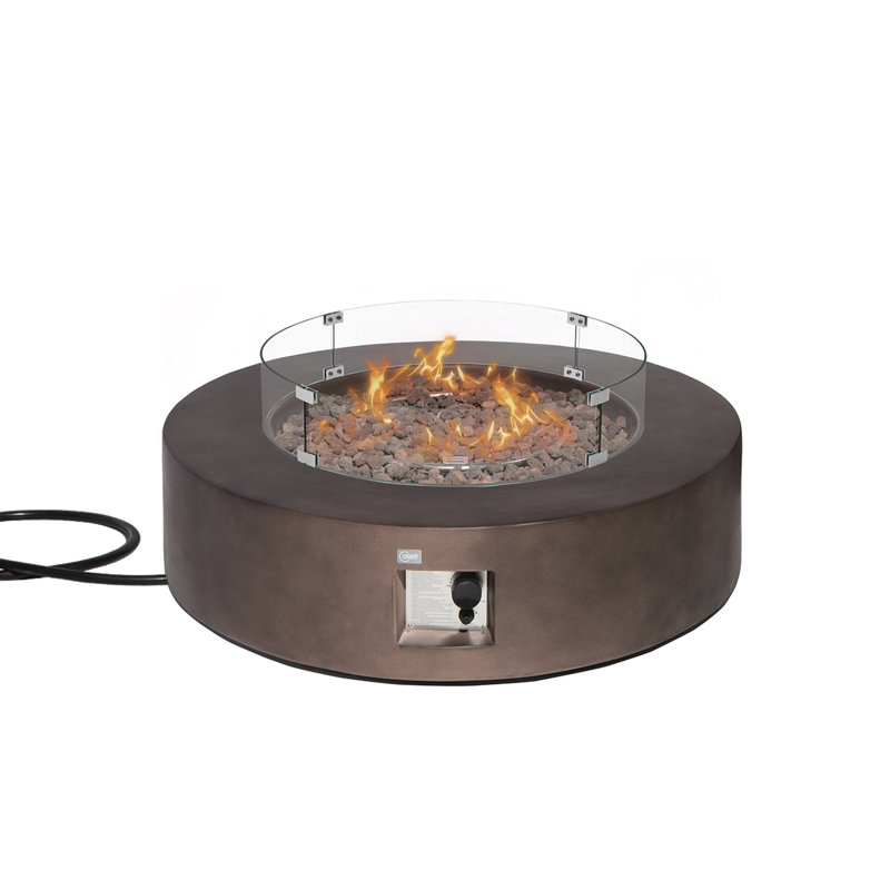 Langport Concrete Propane Fire Pit Table, Dark Bronze