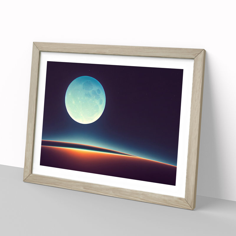 XH1022-6135X Modern Moon Vol.1 - Single Picture Frame Print, 34cm H x 46cm W x 2cm D, Oak