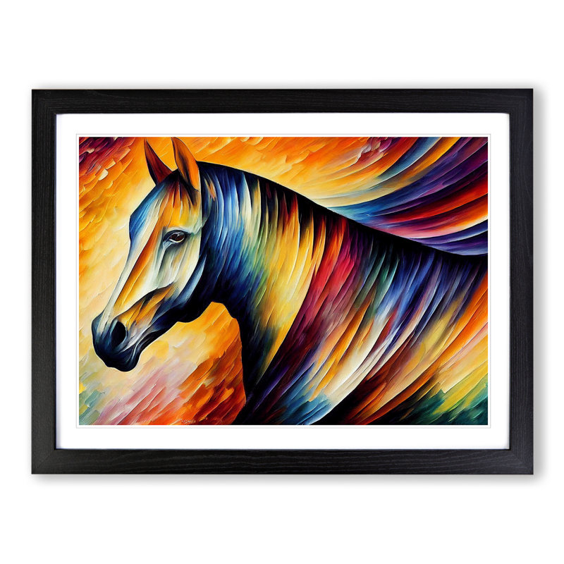 Horse Vol.2 Abstract - Single Picture Frame Painting, Black, 46cm H x 64cm W x 2cm D