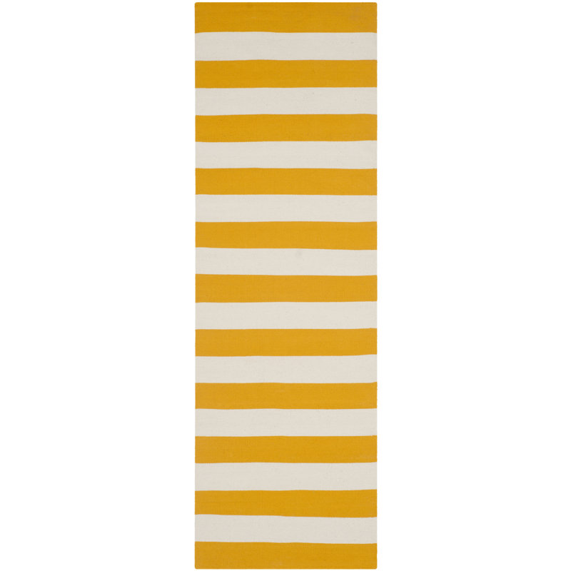 Tapis rayé en coton tissé à plat à la main Parik, Tapis de couloir 2 pi 3 po x 8 pi