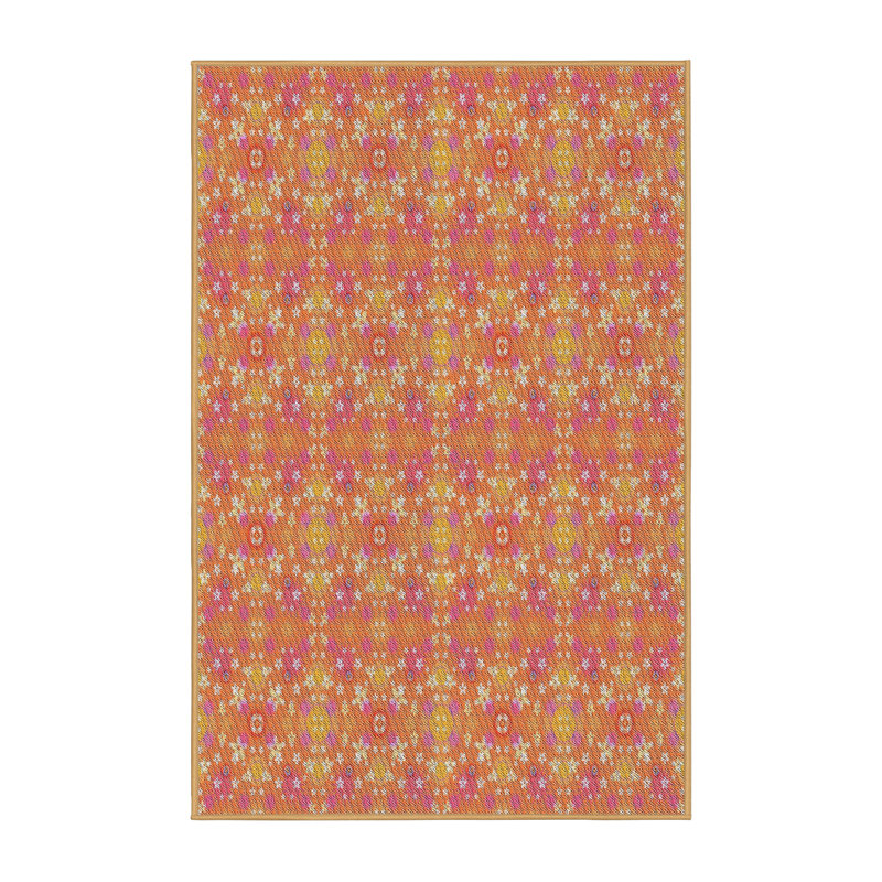 Tapis rouge/jaune à motifs, Rectangle 2 pi x 3 pi