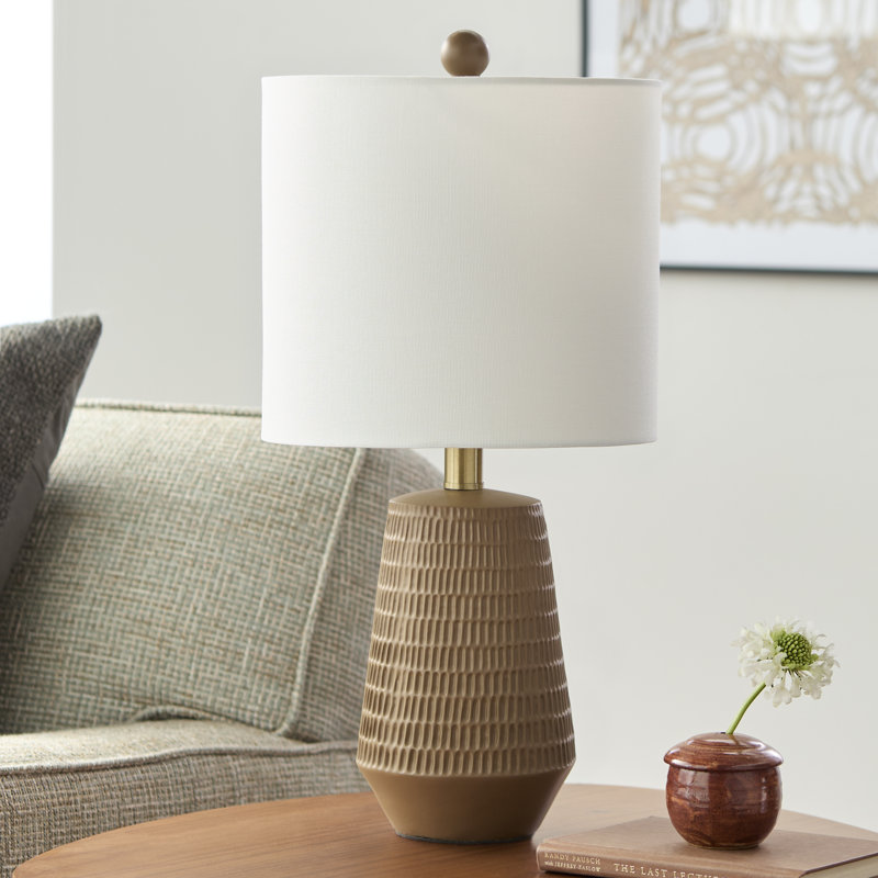 Ashyra Resin Table Lamp, Brown, White