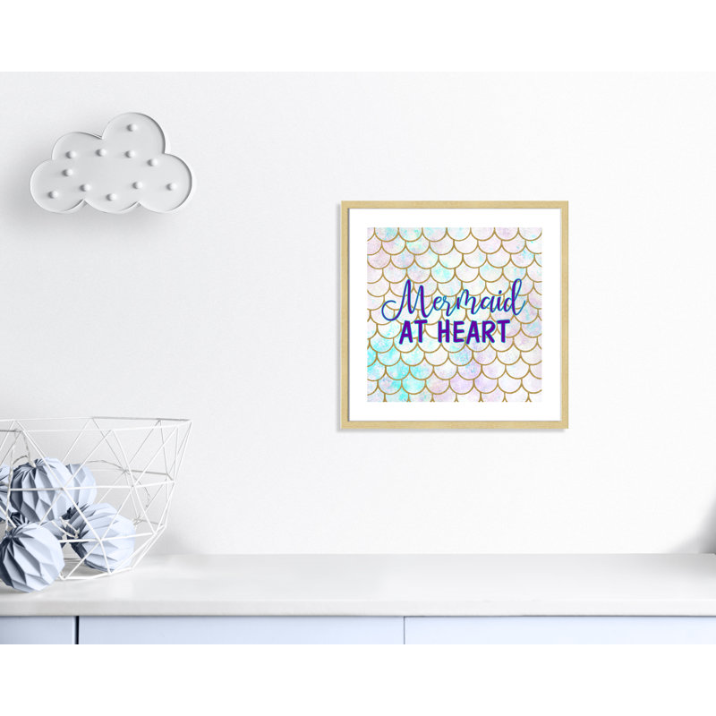 Sirène au coeur, H 23,5 po x l 23,5 po x P 1,19 po, Cadre boîte champagne clair