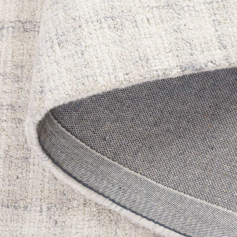 Tapis en laine / coton touffeté à la main ébène gris clair / ivoire, Tapis de couloir 2 pi 3 po x 9 pi