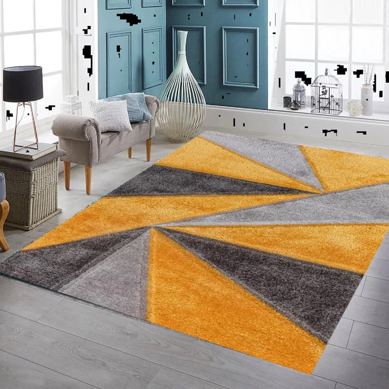 Geometric Shag Area Rug, Rectangle 160 x 230 cm