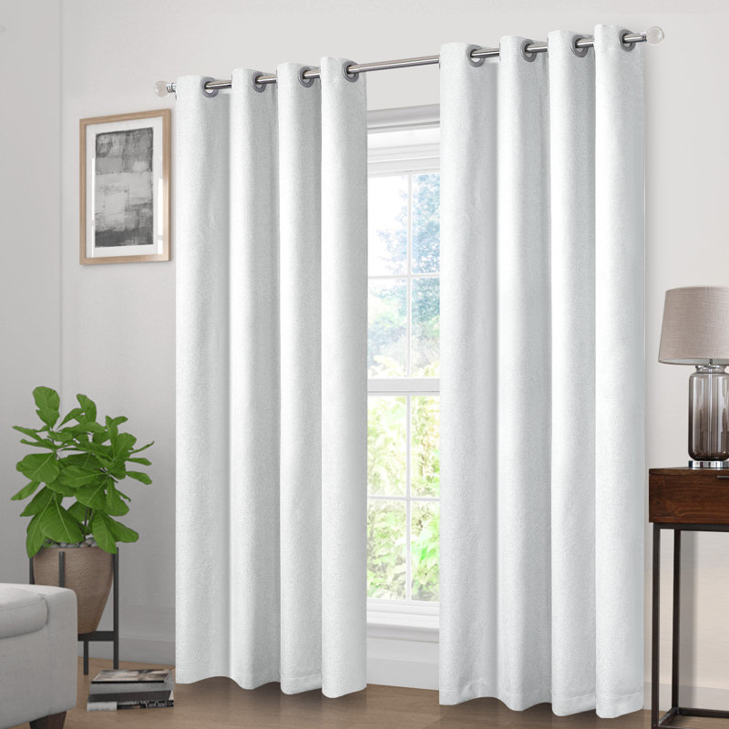 Maibach Linen Curtain Pair, White, 52" W x 84" L