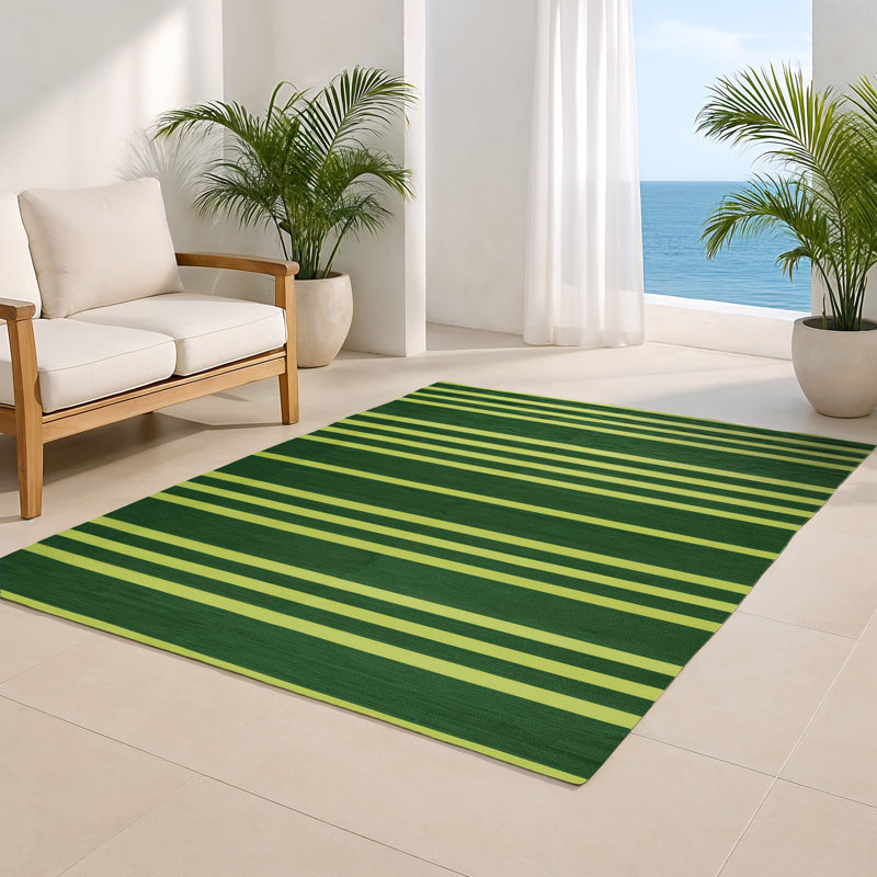 Tapis intérieur / extérieur vert HorizontalStripes, Rectangle 4pi x 6 pi