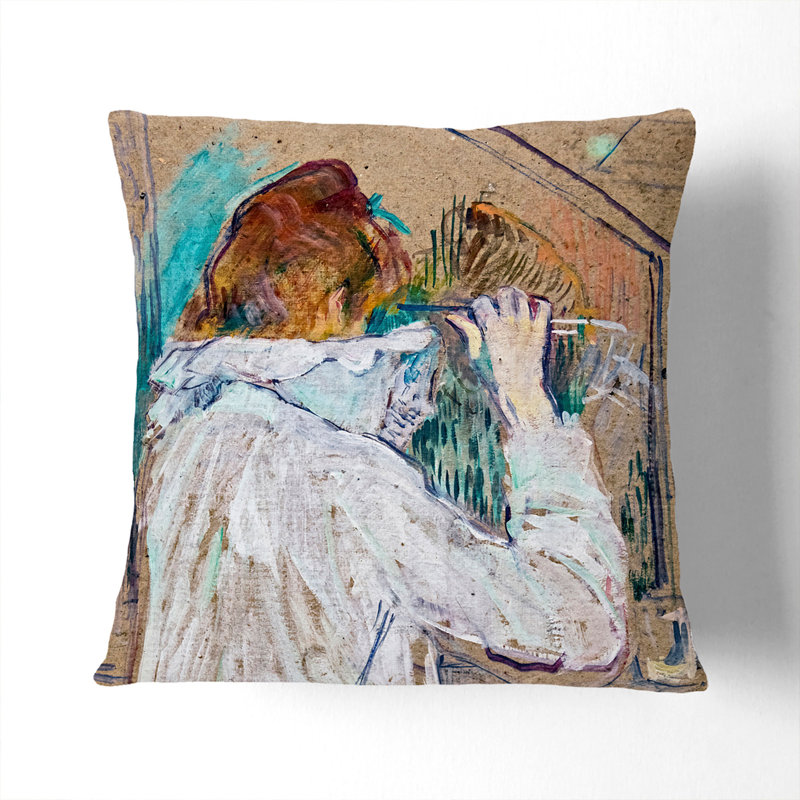 A Portrait Of A Woman Square Throw Cushion, Stone, 40cm H x 40cm W x 15cm D