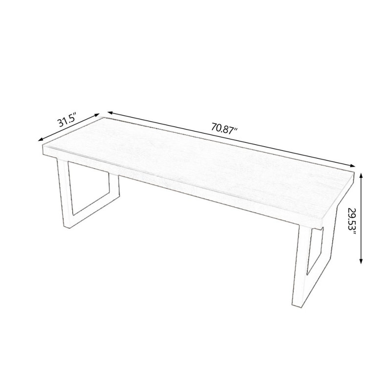 Nut-brown+Black Rectangular Solid Wood+Iron desks, 29.53" H x 70.87" W x 31.5" D