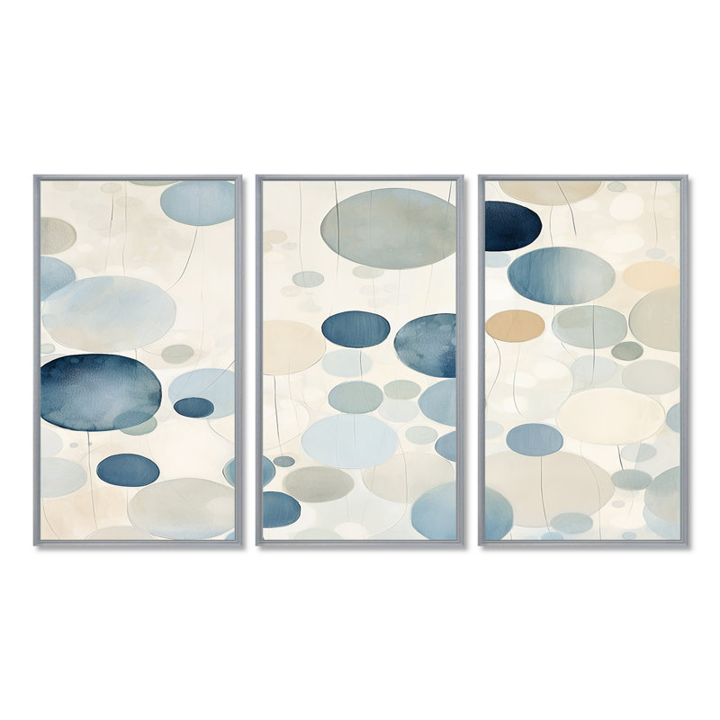 Craighan - ensemble d'art mural imprimé abstrait, H 28 po x l 36 po x P 1 po, Encadrement argenté
