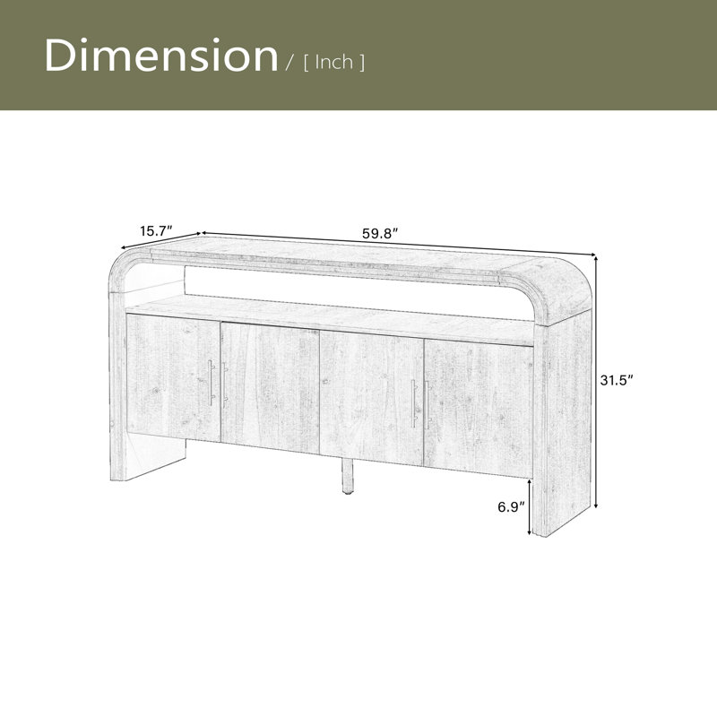 Élégant buffet avec placage de sapin traité, convenant au vestibule, Gris