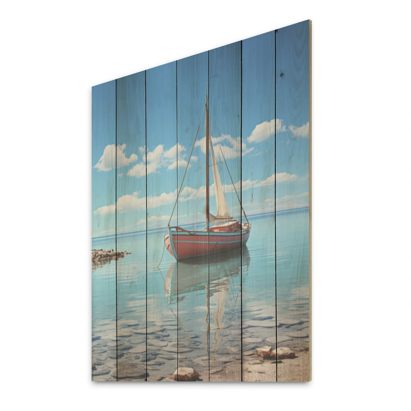 Horizon de planche à voile maritime - Art mural en bois côtier sur bois de pin naturel, H 40 po x l 30 po
