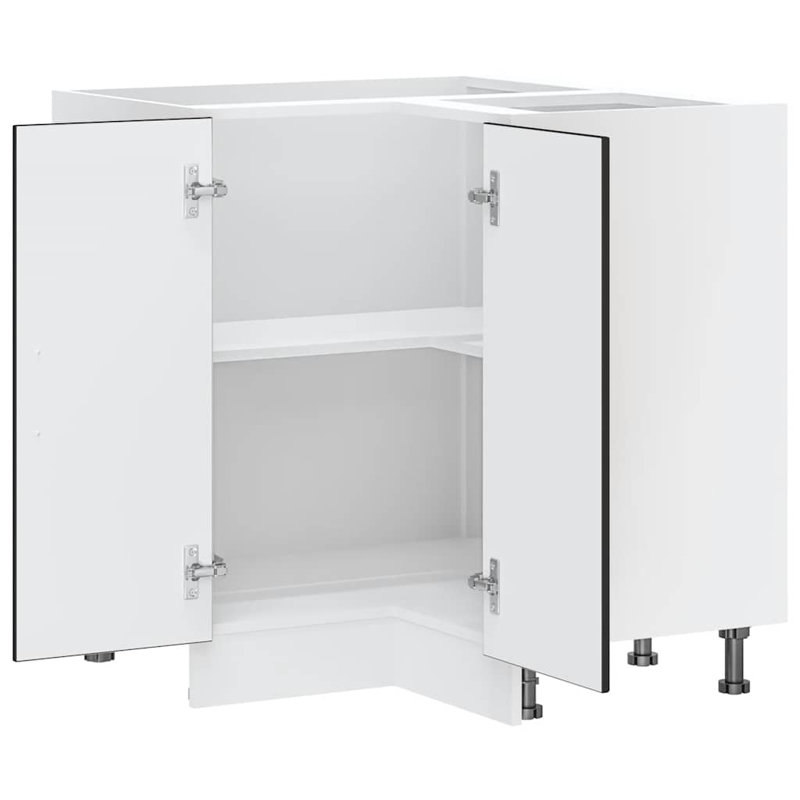 Kitchen Corner Base Cabinet Lucca High Gloss Engineered Wood, Black
