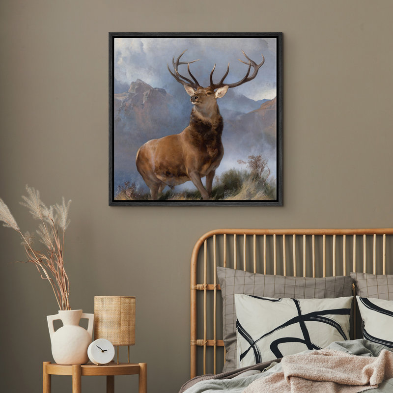 Art de cerf majestueux, photos de cerf, impression encadrée sur toile, H 24 po x l 24 po x P 1,5 po, Cadre flottant noir