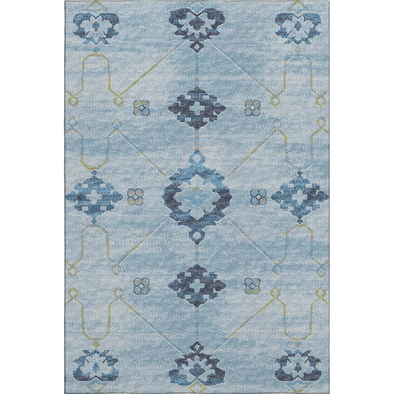 Tapis bleu Taquoia AMF122 lavable à la machine de qualité supérieure, Rectangle de 10 pi x 14 pi