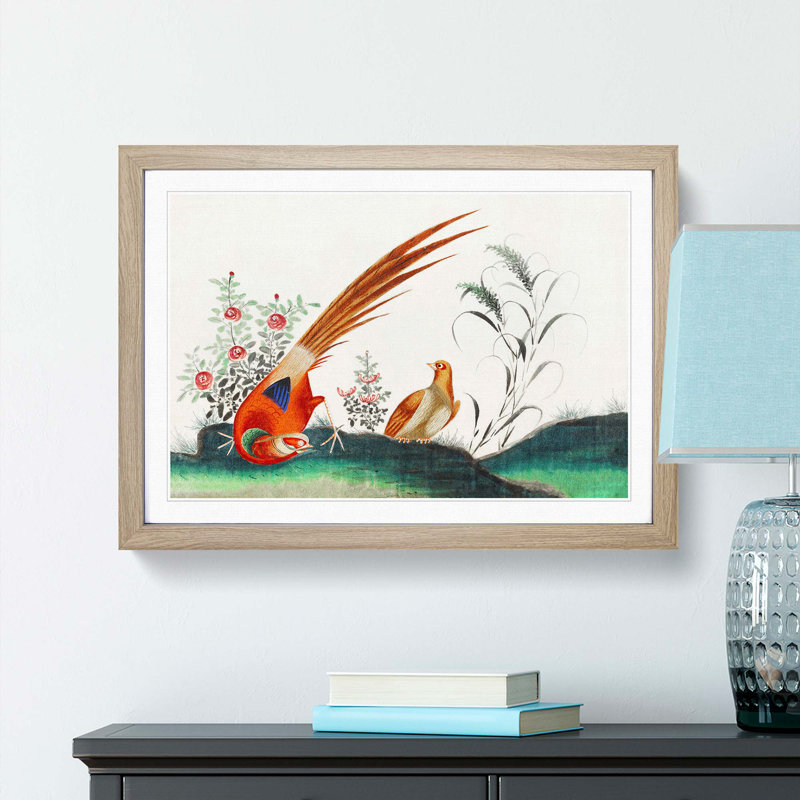 The Two Pheasants - Picture Frame Painting Print, Oak Framed, 36cm H x 48cm W x 2cm D