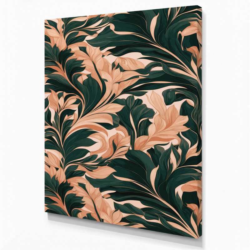 Abstrait floral 20, art mural sur toile brune, H 14 po x l 11 po
