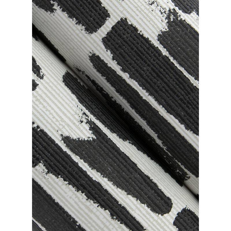 Myrtle Purple Abstract Stripe Wallpaper, Black/White