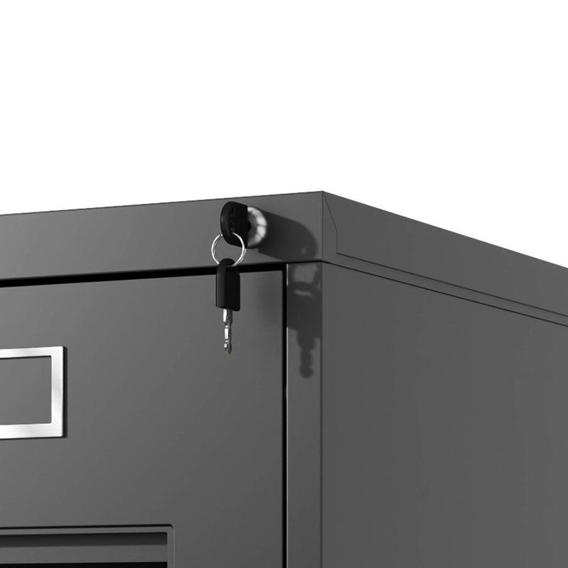 Classeur vertical verrouillé à 2 tiroirs Office Home, capacité lettre A4, structure en acier laminé à froid, armoire en métal à mouvement silencieux pour le bureau, baies de rangement de taille, dispositif de sécurité, lisse