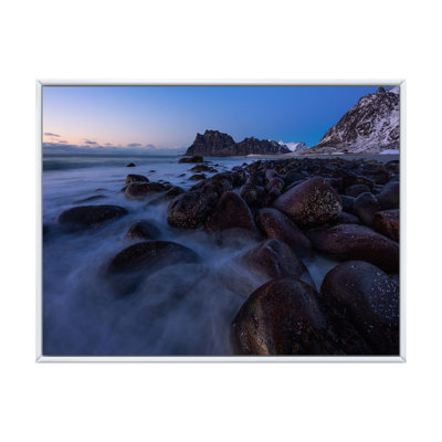 Coucher de soleil sur une plage scandinave - peinture sur toile
