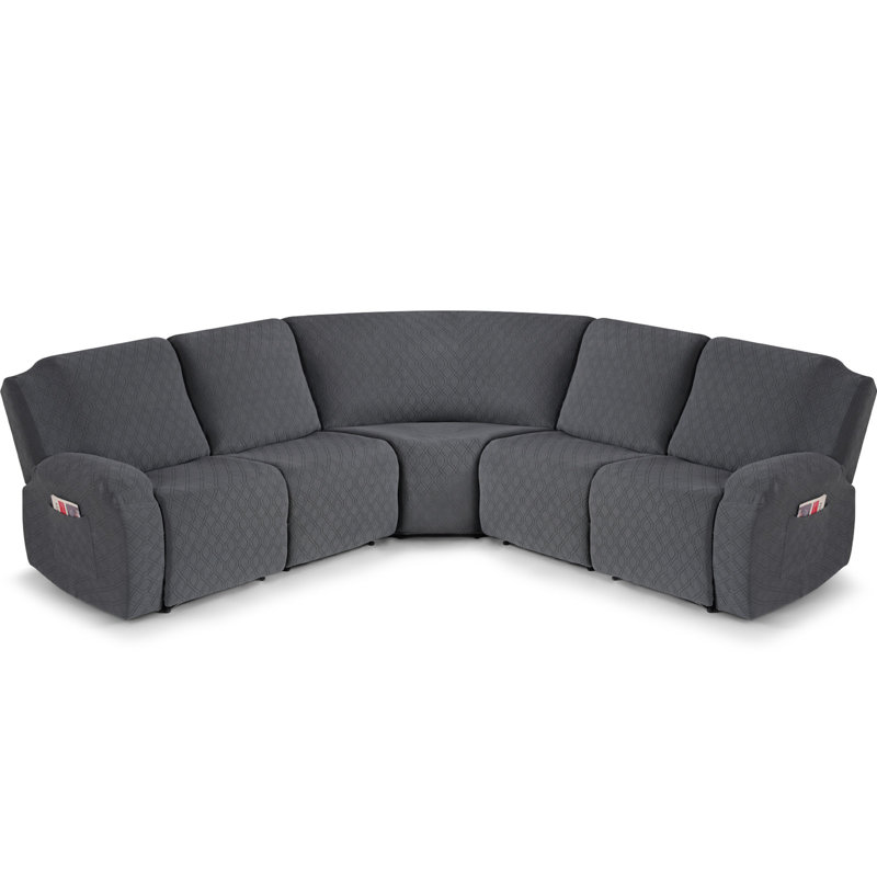 Housses pour canapé d'angle modulaire inclinable 5 pièces Harriet, Mélange de polyester gris anthracite