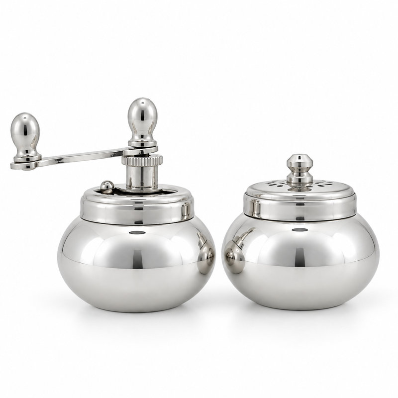 Silver Turned Round Salt and Pepper Set
