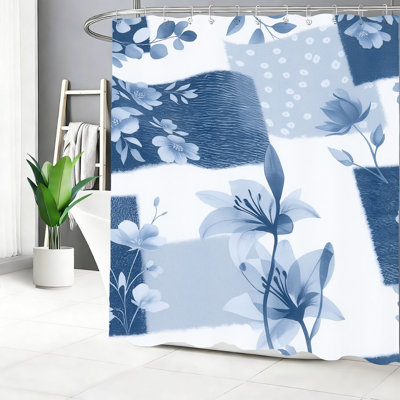 Retro Floral Shower Curtain 72x72 in Black Cottage Bath Touch