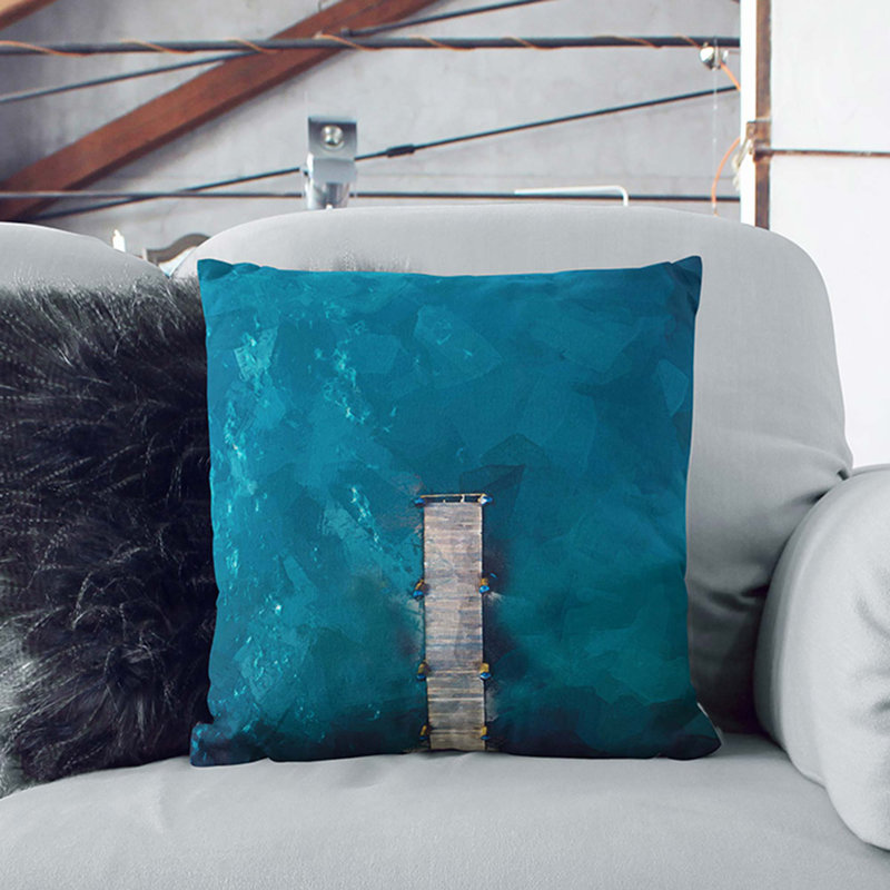 Boat Jetty In Marco Island In Abstract Square Throw Cushion, 55cm H x 55cm W x 20cm D, Black