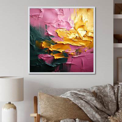 «Réjouissant dans l'amour», peinture abstraite rose et or