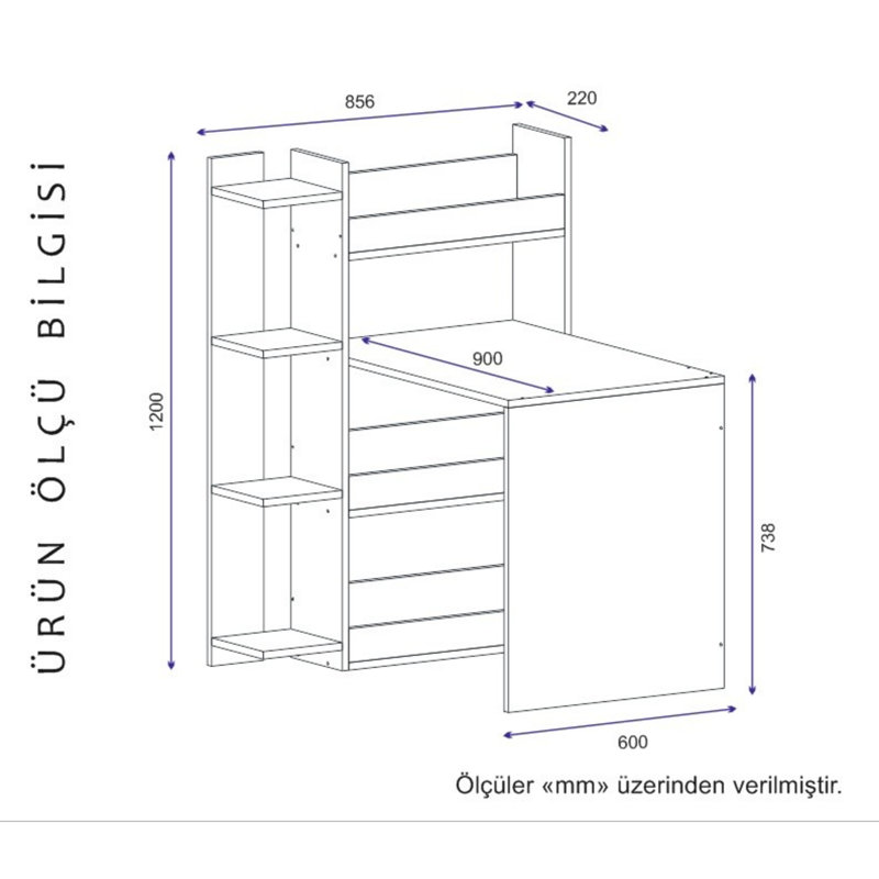 Bureau Helrike, Blanc / noyer